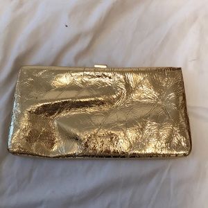 J. Crew gold crackled clutch